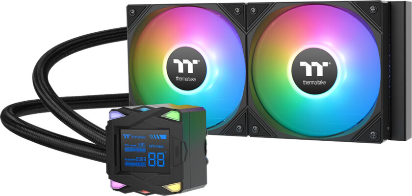 LA240-S ARGB Sync AIO CPU Kjøler - 240mm Radiator, 2x 120mm ARGB PWM Vifter, 2.4" LCD Skjerm, TDP 350W - Sort