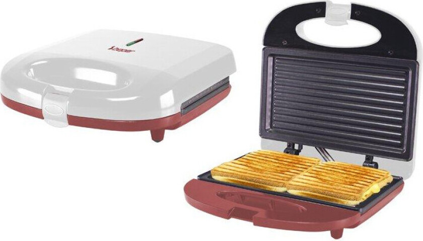 P101TOS010 Sandwich Maker - 22x12cm, Non-Stick Grillplater - Hvit/Rød