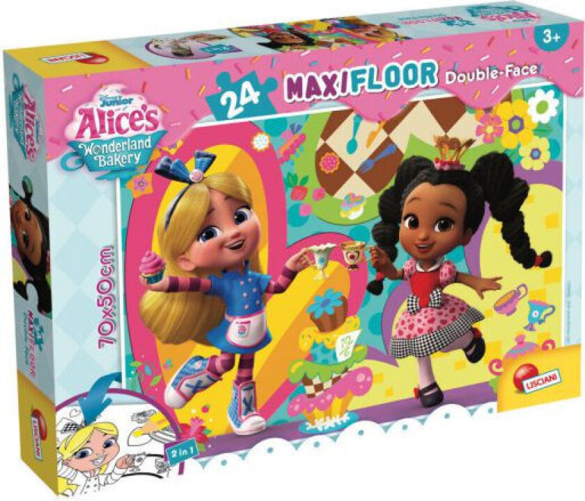 Lisciani Dobbeltsidet Puslespil - 24 Brikker - Disney Alice's Wonderland Bakery