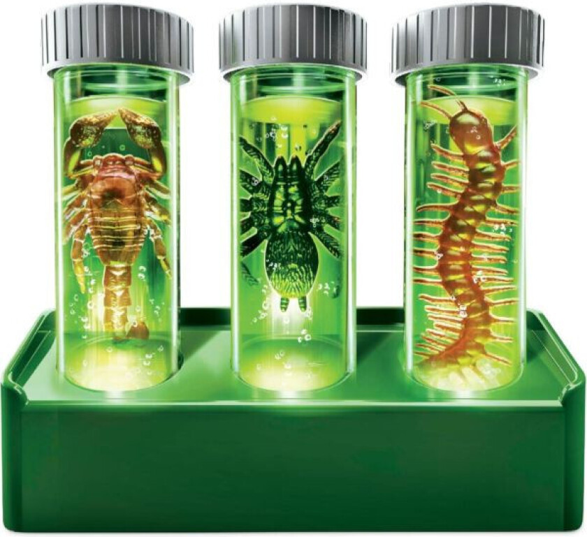 KidzLabs Glødende Insektlaboratorium - 3 Reagensrør, Lysende Base, 2x AAA Batterier - 5+år