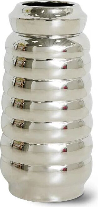 Ceramic ribble vase 28,9 cm Chrome