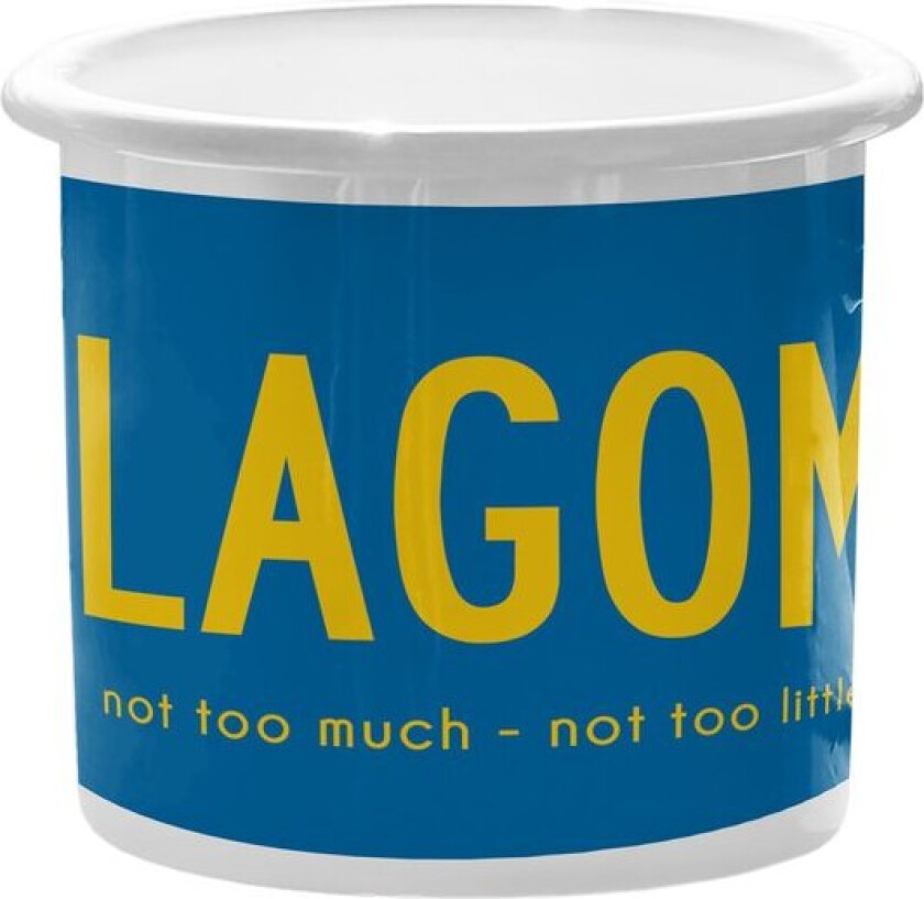Fika Emaljekopp 30 cl lagom blå gul