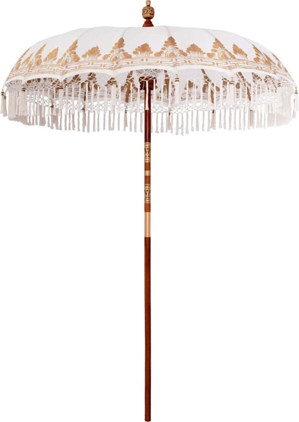 Parasoll Krem 180-190 cm Bomullstoff & Treverk & Bambus