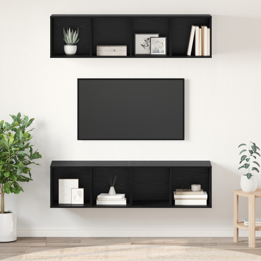 TV-benksett 2 pcs Svart eik 37 x 37 x 142.5 cm Konstruert tre