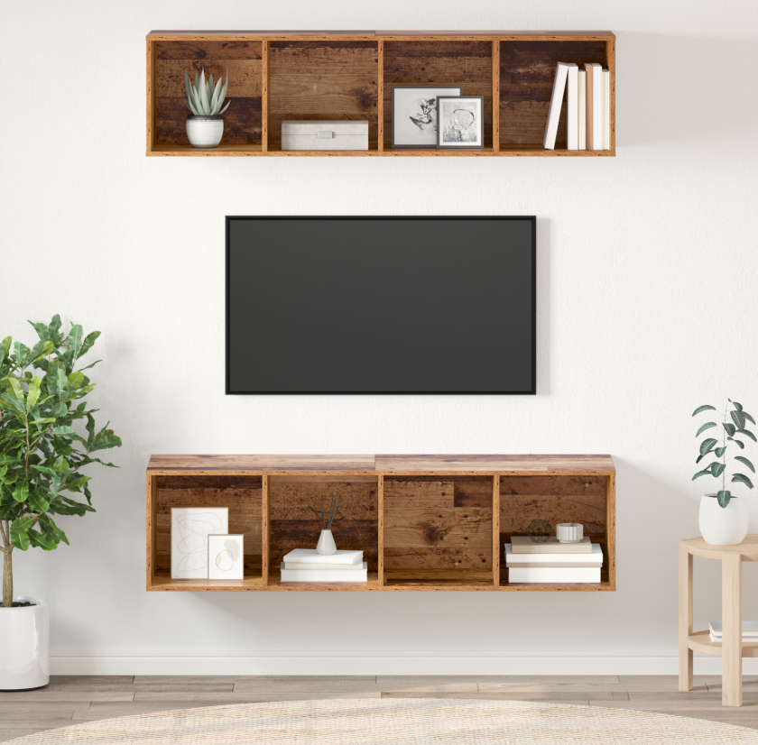 TV-benksett 2 pcs Gammelt tre 37 x 37 x 142.5 cm Konstruert tre