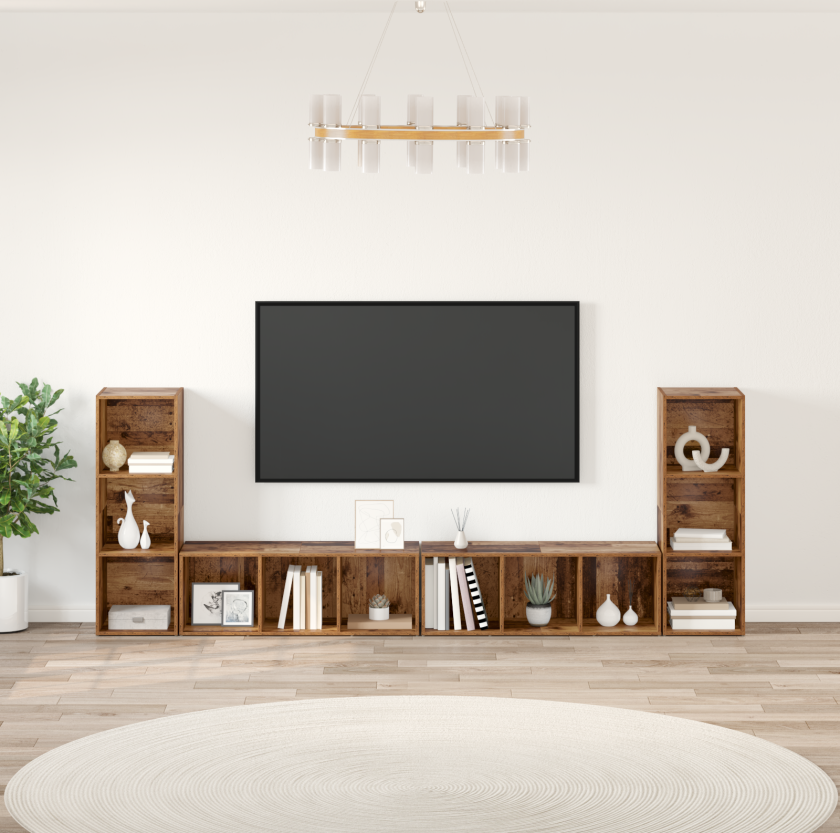 TV-skap 4 pcs Gammel tre 37 x 35 x 107.5 cm Sammensatt treverk