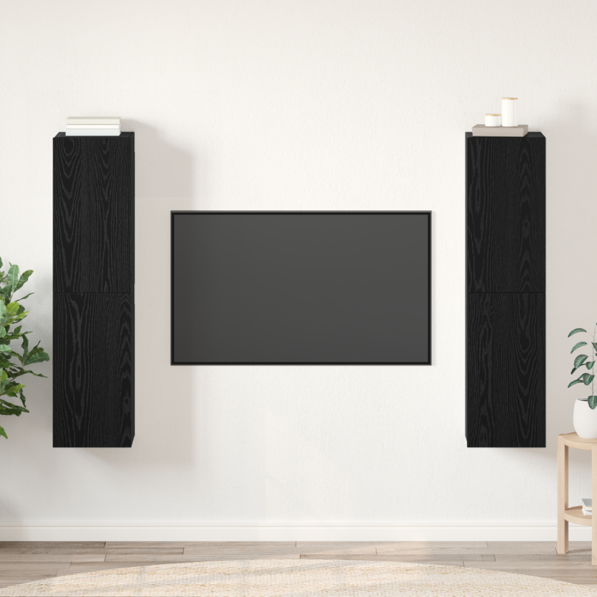 TV-benksett 4 pcs Svart eik 30.5 x 30 x 60 cm Konstruert tre