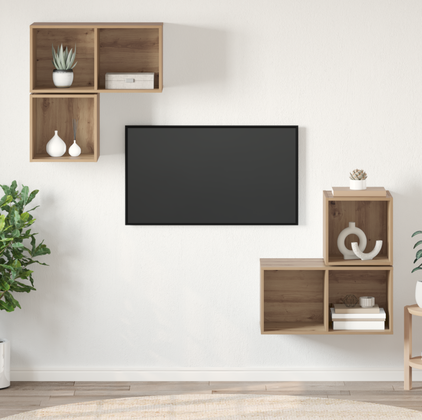 TV-benk sett 4 pcs artisan eik 37 x 37 x 72 cm Konstruert tre