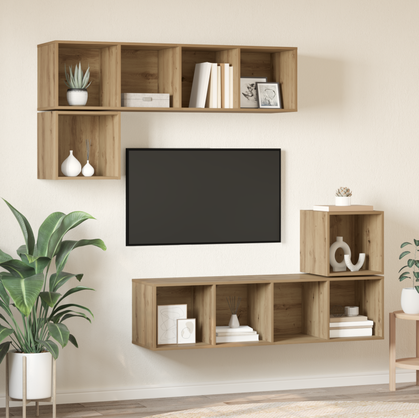 TV-benksett 4 pcs artisan eik 37 x 37 x 142.5 cm Konstruert tre