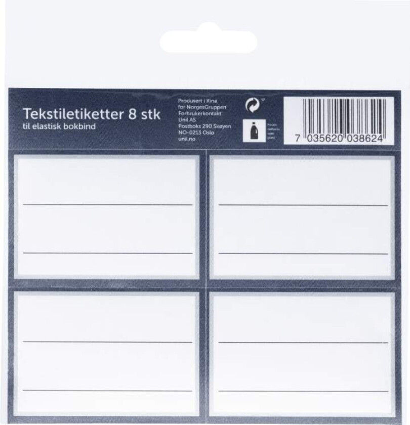 Boketiketter til Tekstilbokbind 8stk