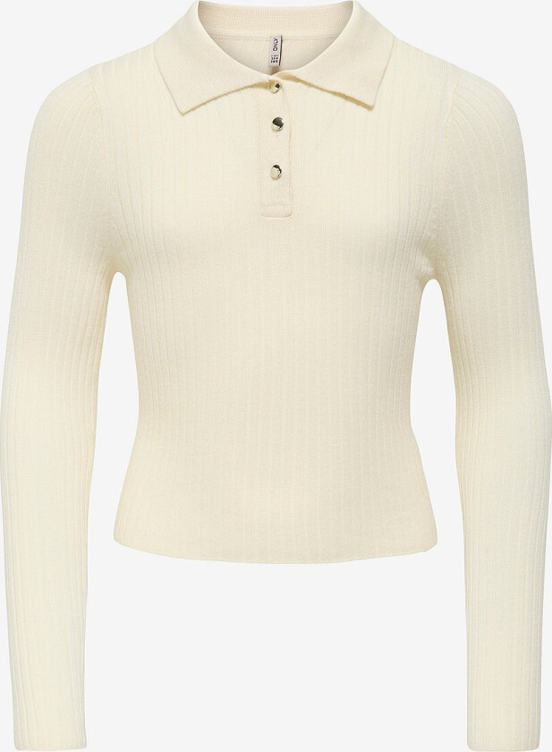 Topp kogMila LS Rib Button Polo Neck CP - Grå