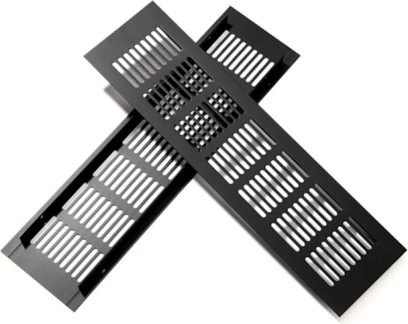 Ventilasjonsrist i aluminium 25x8cm Svart, 2 stk for Garderobe & Romluftstrøm