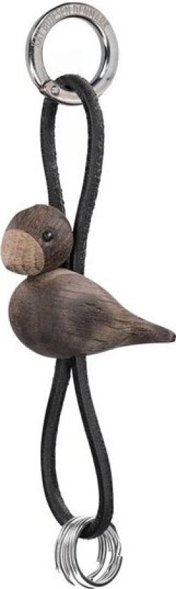 Bilde av Fugl nøkkelring 6x45x3 cm sølv/svart/røkt eik