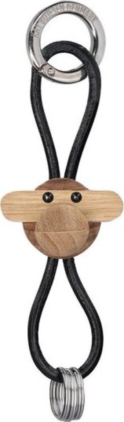 Ape nøkkelring 3 cm sølv/svart/teak/limba