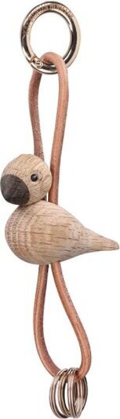 Bilde av Fugl nøkkelring 6x45x3 cm gull/natur/eik