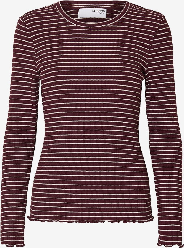 Topp slfAnna LS Crew Neck Tee Str - Rød