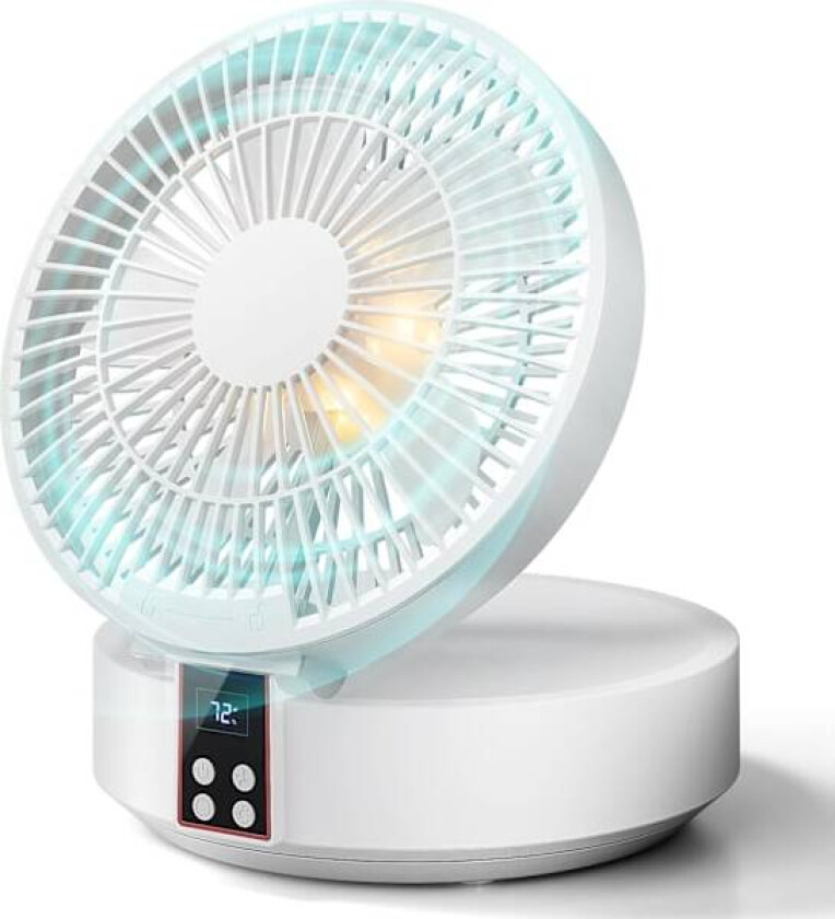 Liten bordvifte med fjernkontroll og USB-oppladbar, 3 hastigheter, stille, ideell for soverom, hjem