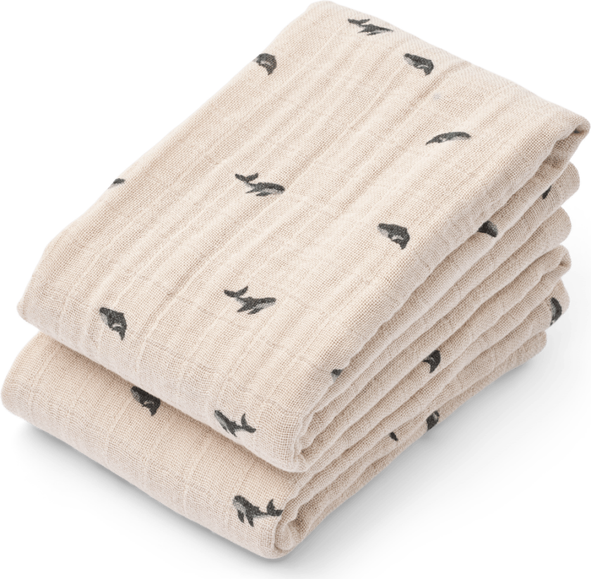 Lewis muslinpledd 2-pakning 65x65 cm Mini whale-Sandy