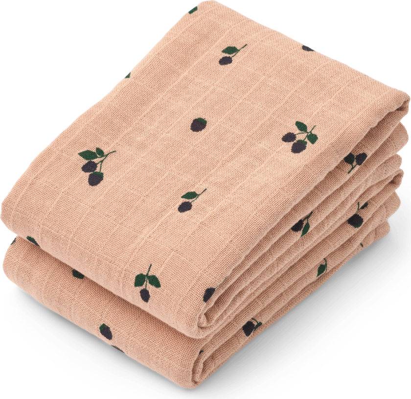 Lewis muslinpledd 2-pakning 65x65 cm Mini Berry-Pale tuscany