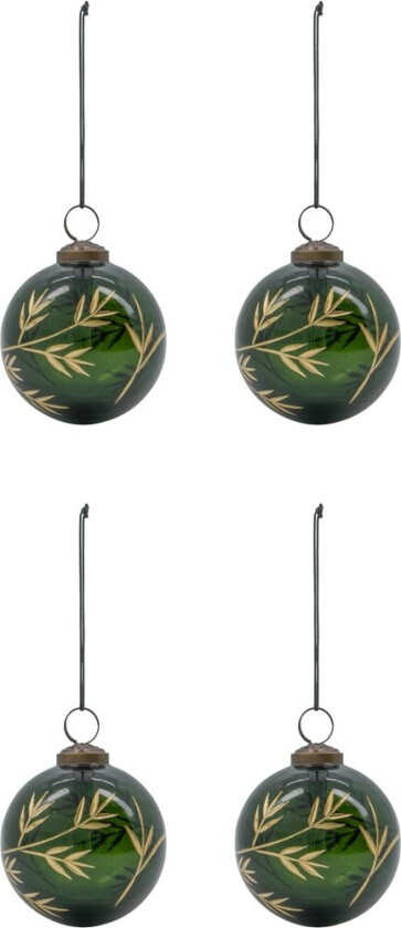 Leaf juletrekule Ø7,5 cm 2-pakn. Grønn-gull