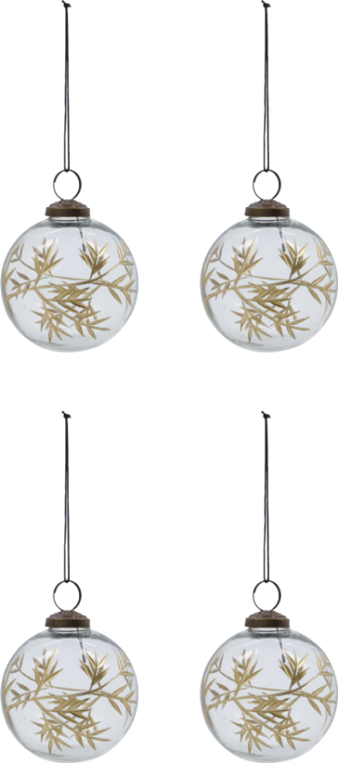 Leaf juletrekule Ø7,5 cm 2-pakn. Klar-gull