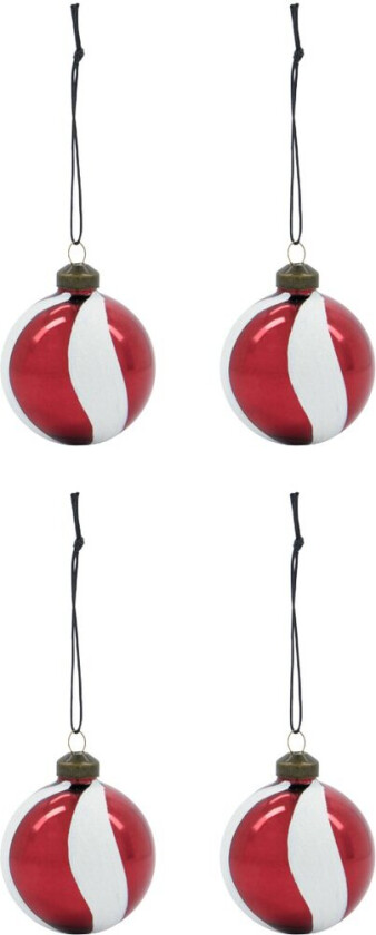 Twister juletrekule Ø6 cm 2-pakn. Hvit-rød
