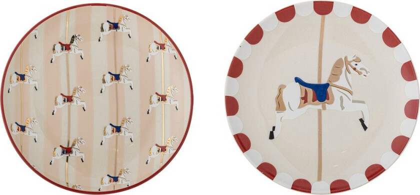 Merry-go-round tallerken Ø16 cm 2 deler Beige-rød