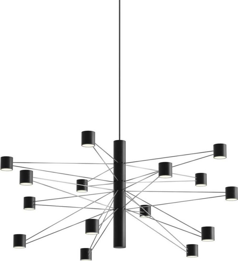 LED-hengelampe POLAR 15.1, Ø 77 cm, svart 15 lyskilde dimbar