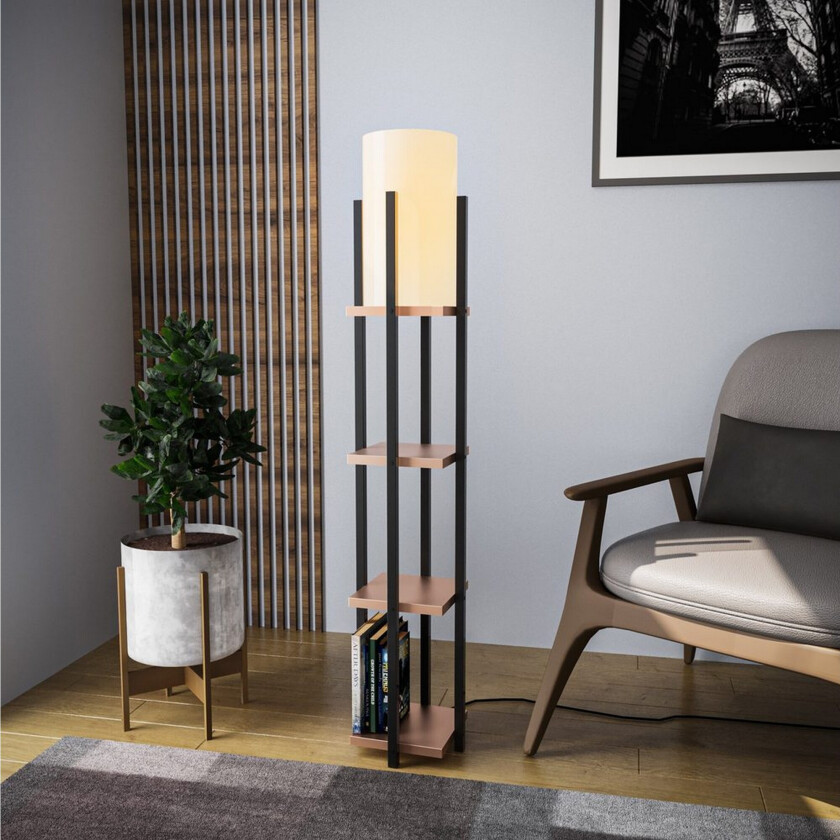 Gulvlampe Ratmompe Lumi (Hyllehøyde: 29 cm) Tre / Beige - Tre / Beige