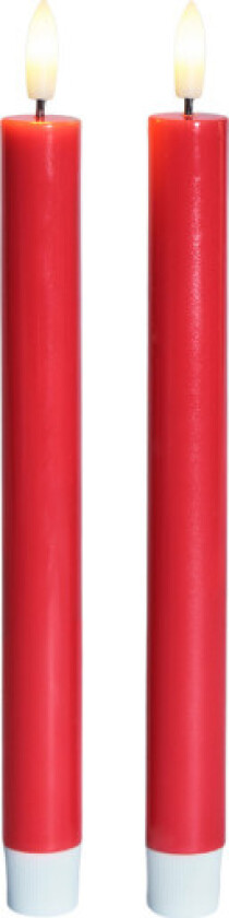 Sille LED kronelys, batteri, rød, 2-pak