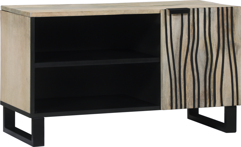 Medieoppbevaringsskap og -hyller med hylle med lagring med dør Hvit og svart