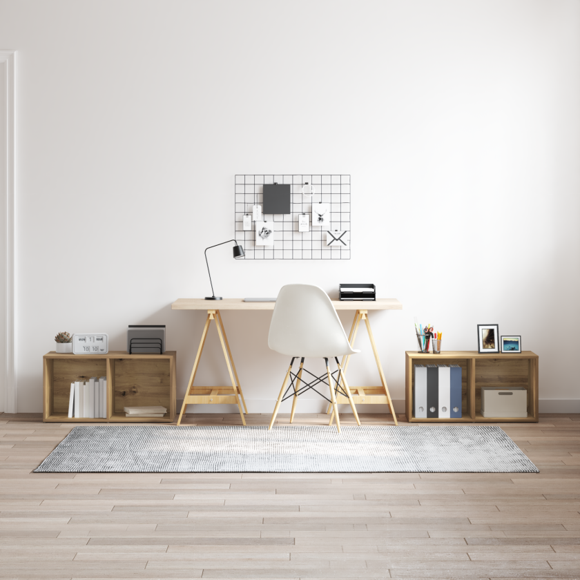 TV-benksett med hylle med lagring 2 pcs Håndverks eik 72 x 35 x 36.5 cm