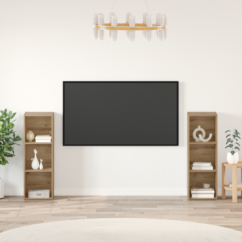 TV-benksett 2 pcs Håndverks eik 107 x 35 x 37 cm Konstruert tre
