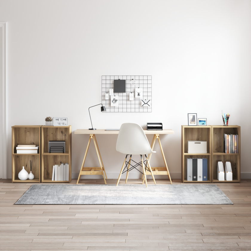 TV-benksett med hylle med lagring 4 pcs Håndverks eik 72 x 35 x 36.5 cm