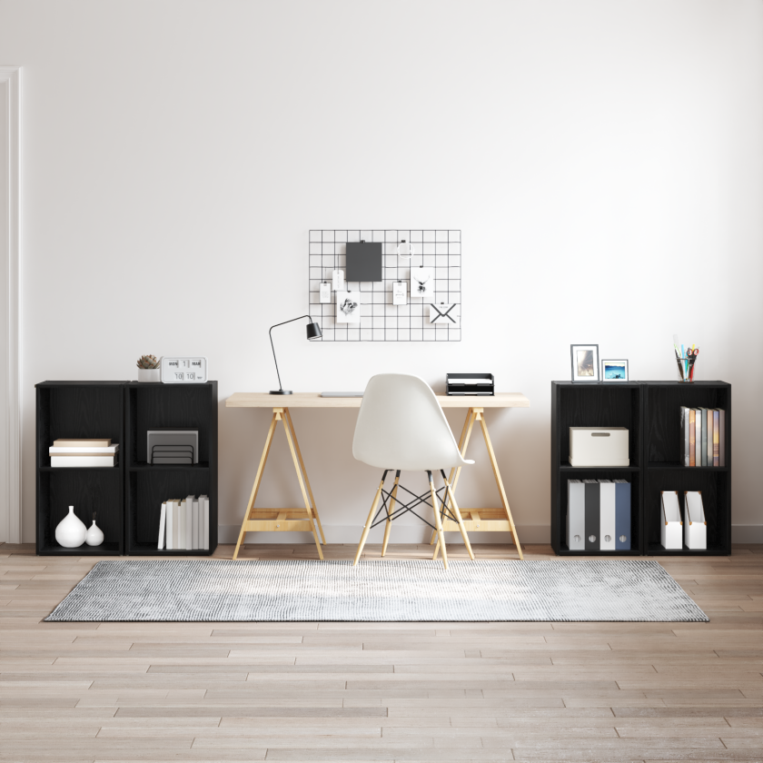 TV-benksett 4 pcs Svart eik 72 x 35 x 36.5 cm Konstruert tre