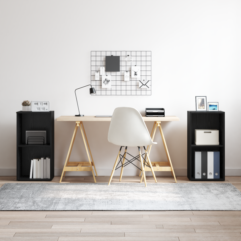 TV-benksett 2 pcs Svart Eik 37 x 35 x 107 cm Konstruert tre