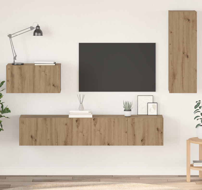 Vegghylle for TV 4 pcs Håndverks eik 80 x 30 x 30 cm Medium