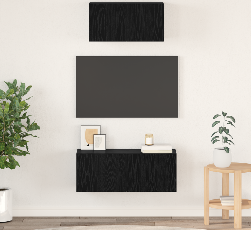 TV-skap Annet med lagring med dør 2 pcs Svart eik 80 x 30 x 30 cm