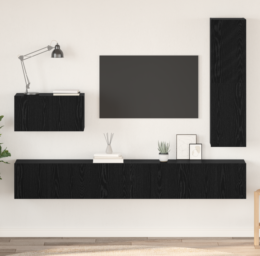 TV-benksett 4 pcs Svart eik 30.5 x 30 x 110 cm Konstruert tre