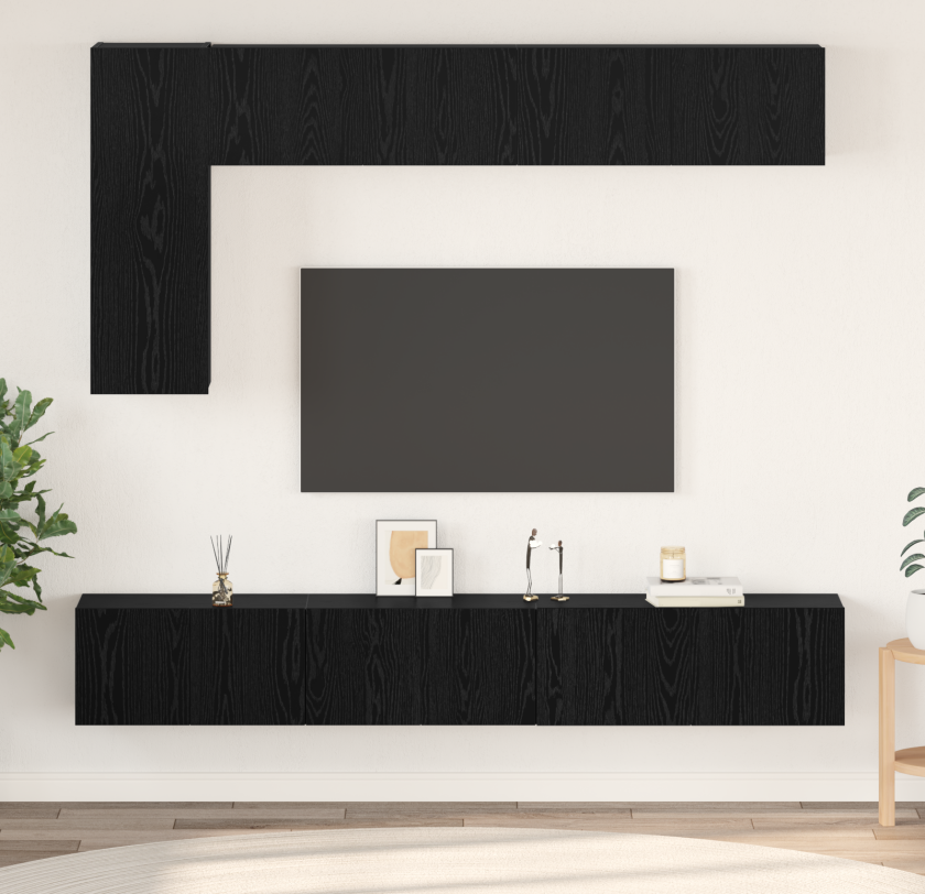 TV-Skapsett med hylle Annet med lagring med dør 6 pcs Svart eik 30.5 x 30 x 90 cm