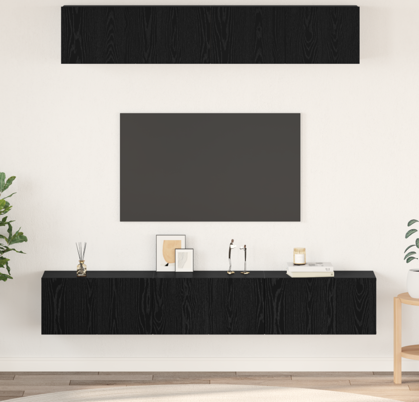 TV-benksett 5 pcs Svart eik 80 x 30 x 30 cm Konstruert tre