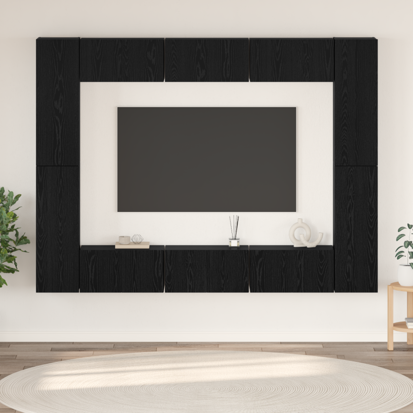 TV-benksett med hylle Annet 10 pcs Svart eik Medium 30.5 x 30 x 90 cm