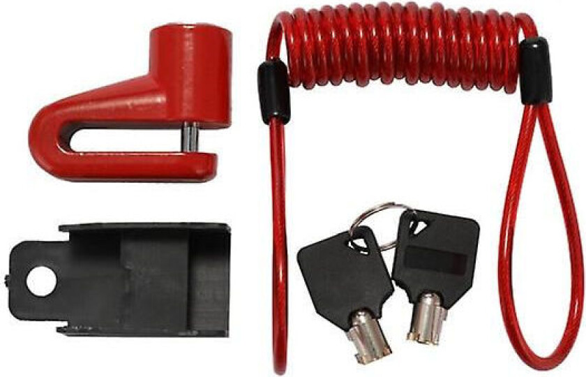 Skivebremselås for sykkel og MC - Rød Rød