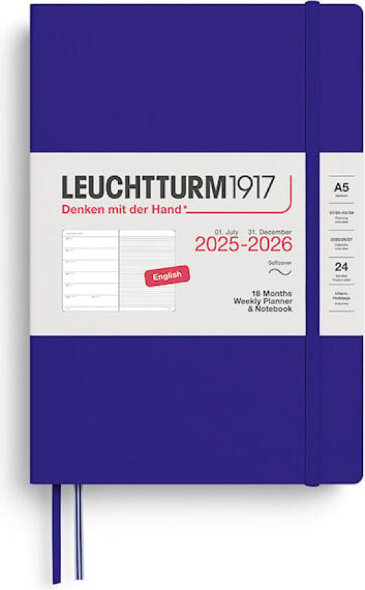 Kalender A5 18m 25–26 Ukentlig Planlegger/Notatbok Soft Ink Leuchtturm1917