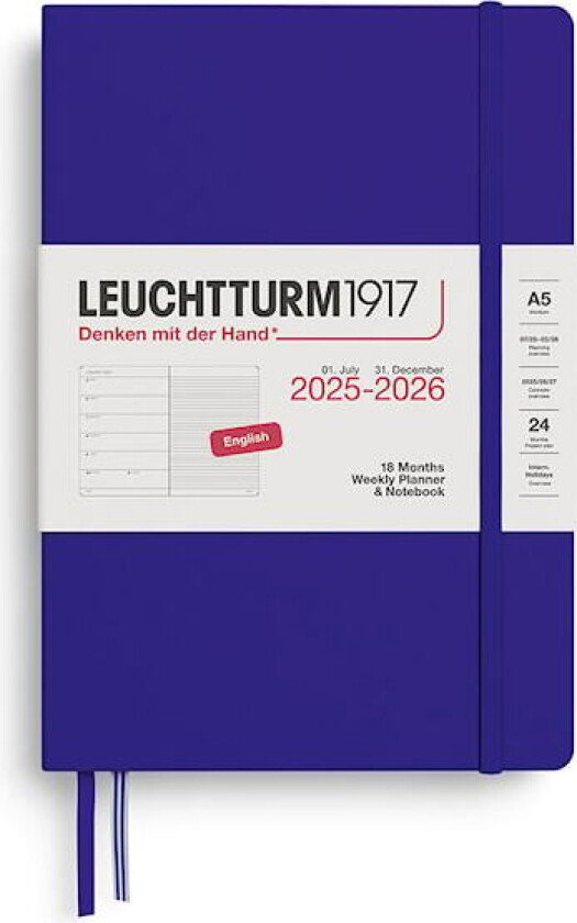 Kalender A5 18m 25–26 Ukentlig Planlegger/Notatbok Ink Leuchtturm1917