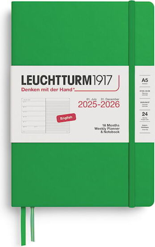 Kalender A5 18m 25–26 Ukentlig Planlegger/Notatbok Spring Leaf Leuchtturm1917