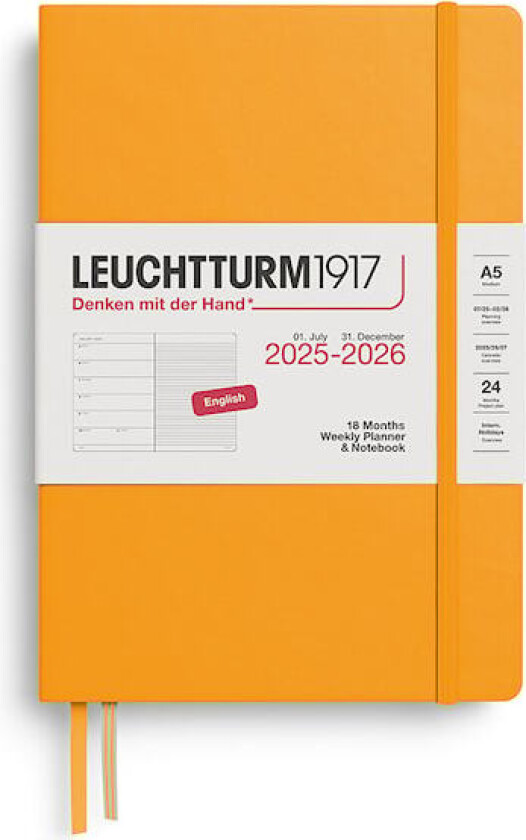 Kalender A5 18m 25–26 Ukentlig Planlegger/Notatbok Rising Sun Leuchtturm1917