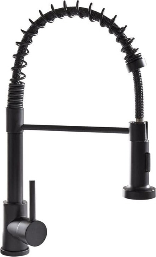 Kjøkkenkran Svart Rustfritt Stål Uttrekkbar Blandebatteri med Fjærspiral og Fleksibel Fjærslange