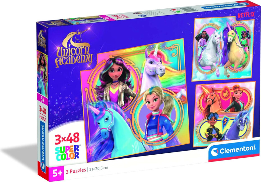 SuperColor Puslepil - 3x48 Brikker - Unicorn Academy