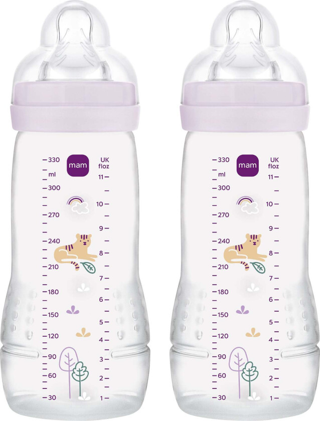 Bilde av Easy Active Tåteflaske 330 ml 2-Pakk, Pink - Tåteflasker & Tilbehør